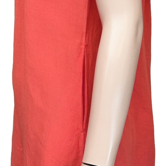 Tommy Bahama Shift Dress Tunic Linen Blend Ruffle Melon Coral Pockets XXS XS S - Picture 9 of 16